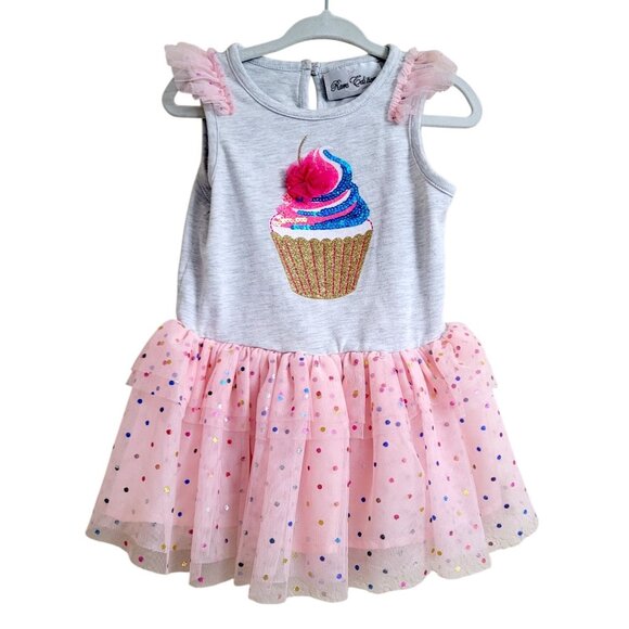 Rare Editions 12M Cupcake First‎ Birthday Dress Sequin Confetti Tulle Tutu - Picture 1 of 14